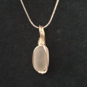 Seaglass Pendant California Central Coast with 29" Chain Opaque